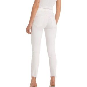 Mother The Looker High Waisted Ankle Fray White Denim Skinny Jeans